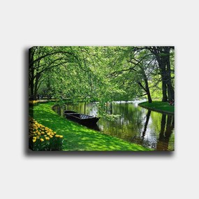 Tablou 441HPE1638, verde, panza/lemn, 100x70 cm
