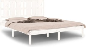 vidaXL Cadru de pat King Size, alb, 150x200 cm, lemn masiv