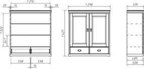 Dulăpior lemn masiv alb Florence, 130 × 50 × 142 cm