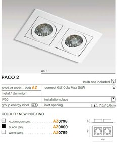 Spot incastrat tavan/plafon PACO 2 negru