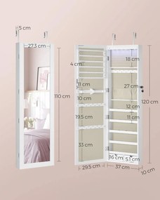 Dulap pentru bijuterii, Songmics, Natural-Bej, 120x10x36.7 cm
