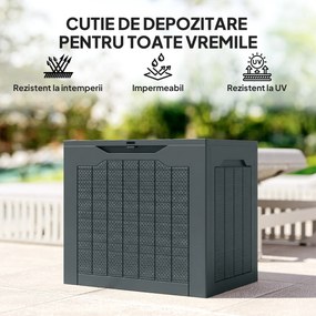 Outsunny Cufăr de Grădină cu Mânere, Container pentru Unelte Impermeabil, 56x41x50 cm, Gri Închis | Aosom Romania