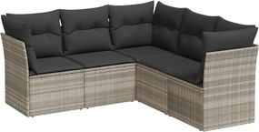vidaXL Set canapele de grădină cu perne, 5 piese gri deschis poliratan