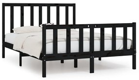 3105204 vidaXL Cadru de pat dublu, negru, 135x190 cm, lemn masiv