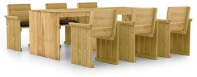 Set mobilier de gradina cu perne, 7 piese, lemn de pin tratat Gri taupe, 1