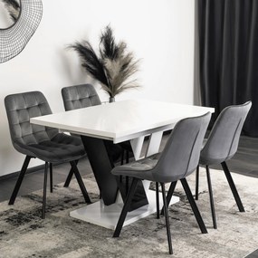 JAKS Masă de bucătărie Clark 120 cm negru și alb lucios glamour