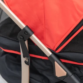 PawHut Cărucior pentru Câini Pliabil și Convertibil în Geantă de Transport cu 2 Lese și Pernă, 82x49.5x98 cm, Roșu | Aosom Romania