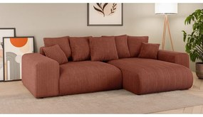 Colțar cărămiziu extensibil/cu spațiu de depozitare cu tapițerie din catifea reiată (cu colț variabil) Luma – Ropez