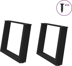 vidaXL Picioare pentru măsuță de cafea în formă de U, 2 buc., negru, 70x(42-43) cm, oțel