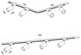 Spot in sistem de șină PIPE 4xGU10/10W/230V auriu/negru