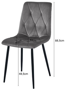 Scaun de sufragerie din catifea roz LIBRA cu picioare negre