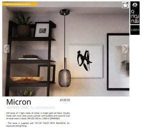 Pendul LED design modern Micron negru/auriu