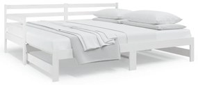 Pat de zi extensibil, alb, 2x(80x200) cm, lemn masiv de pin Alb