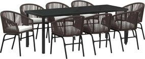 vidaXL Set de masă pentru grădină 9 pcs Maro Oțel vopsit electrostatic