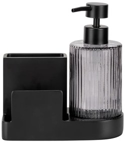 Suport pentru accesorii de spălat negru din polirășină Pina – Wenko