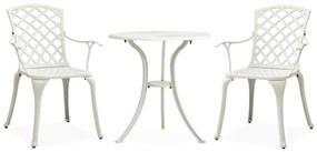 315593 vidaXL Set mobilier bistro, 3 piese, alb, aluminiu turnat