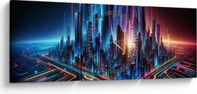 Tablou - Orașul viitorului (cu ceas) (90x30 cm)