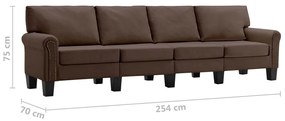 Canapea cu 4 locuri, maro, material textil Maro, 4 locuri