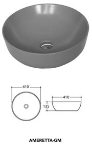 Lavoar pe blat, Fluminia, Amereta-MG, diametru 41 cm, gri mat