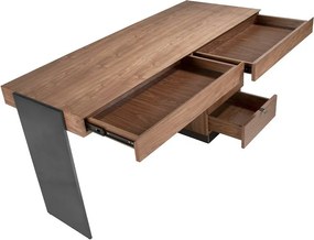 Birou elegant design LUX furnir de nuc si otel Office Walnut