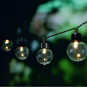 Ghirlandă solară decorativă cu 20 de LED-uri, 8 funcții, 500 mAh, 7,6 m, IP67, alb cald