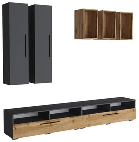 Living haaus Haga V12, Antracit/Stejar Wotan, L 240 cm