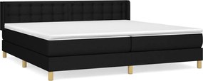 vidaXL Pat box spring cu saltea, negru, 160x200 cm, textil