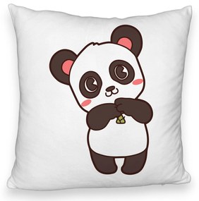 Perna Decorativa Fluffy, Model Urs Panda, 40x40 cm, Alba, Husa Detasabila, Burduf