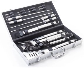 Set de unelte pentru grătar G21, 17 buc, carcasă aluminiu