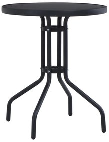 47252 vidaXL Masă de grădină, negru, 60 cm, oțel și sticlă