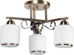 Lustra Milky Erste 3XE27 cu 3 abajururi sticla alba si structura alama 420x265 mm, corp iluminat elegant pentru living sau dining, stil modern