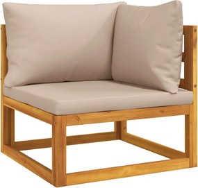 vidaXL Canapele colț modulare, 2 buc, perne taupe, lemn masiv acacia