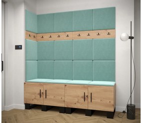 Set mobilier pentru hol Amanda 12 (Stejar artisan + verde). 1085958