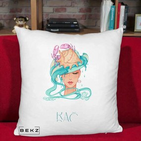 Perna Personalizata Zodie Rac, 40x40 cm, Alb Pufos, Husa Detasabila, Perna Inclusa, BEKZ®