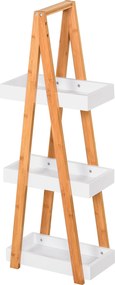 Kleankin Raft Baie cu 3 Rafturi din MDF și Bambus, Dulap Baie, 30x18x81 cm, Lemn | Aosom Romania