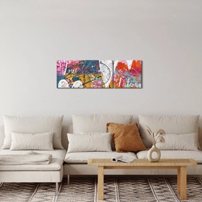 Tablou - Inima pe un fundal abstract (cu ceas) (90x30 cm)