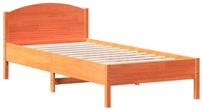 842621 vidaXL Cadru de pat cu tăblie, maro ceruit, 90x200 cm, lemn masiv pin