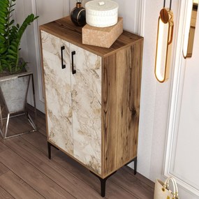 Comodă pentru pantofi Prag - Walnut, White Marble