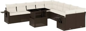 vidaXL Set canapele de grădină cu perne, 11 piese, maro, poliratan