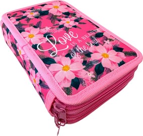 Penar complet echipat, 3 compartimente, 32 piese, pentru fete, model floral, PNF16