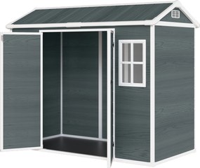 Outsunny Magazie pentru scule 2,77 m², magazie cu aspect lemn 2 ferestre ușă dublă ventilație pardoseală încuietoare mănuși | Aosom Romania