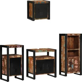 vidaXL Set de mobilier pentru baie cu raft 4 pcs Lemn recuperat masiv