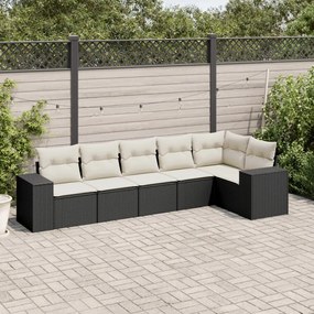 3254923 vidaXL Set mobilier de grădină cu perne, 6 piese, negru, poliratan
