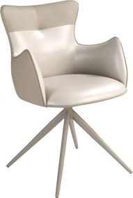 Scaun modern pivotant piele sintetica Off-white/ Greige