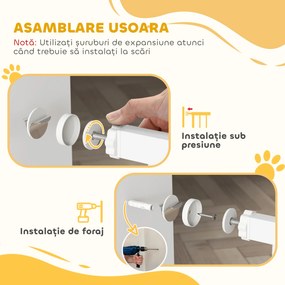 PawHut Cancel de Siguranță Larg pentru Câini, cu Ușă sub Presiune, pentru Uși, Holuri, Scări - Alb | Aosom Romania