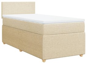 3287309 vidaXL Pat box spring cu saltea, crem, 90x190 cm, textil