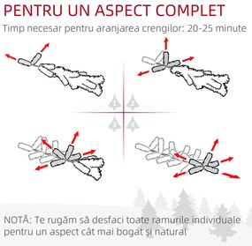 HOMCOM Brad de Crăciun Artificial cu Zăpadă și 395 Ramuri, 46x46x180 cm, Verde | Aosom Romania