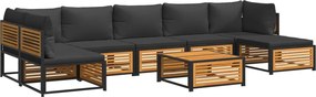 vidaXL Set de canapele de grădină cu perne, 8 piese, lemn masiv acacia