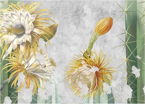 Tablou pe sticlă - Cactuși înfloriți, vintage (70x50 cm)
