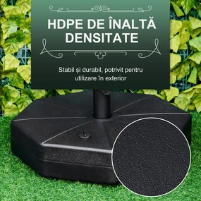 Outsunny Bază pentru Umbrelă din Plastic cu Stâlpi de Ø38/48 mm, Ø60x36 cm, Negru | Aosom Romania